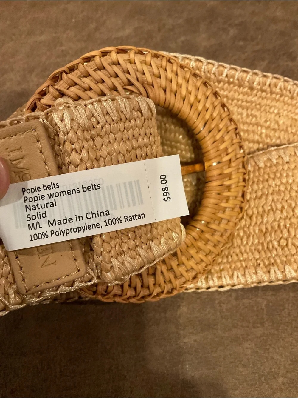 Natural Straw Popie Grasscloth Belt